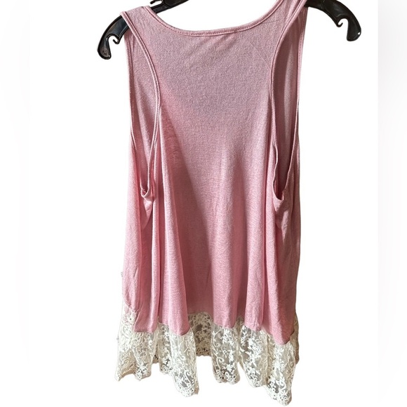 Umgee XL Victorian inspired pink swing tank top with ivory lace bottom. NWOT - Picture 2 of 6